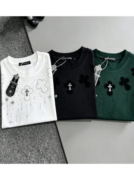 [크롬하츠] 크로스 라인스톤 반팔 티셔츠 (3 COLORS)