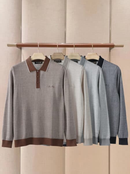 [로로피아나] 마이크로 체크 롱슬리브 폴로 셔츠 (4 COLORS)