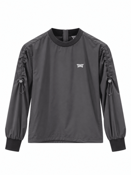 [PXG] 프리미엄 소매 셔링 스트랩 라운드 넥 긴팔 티셔츠 (2 COLORS)