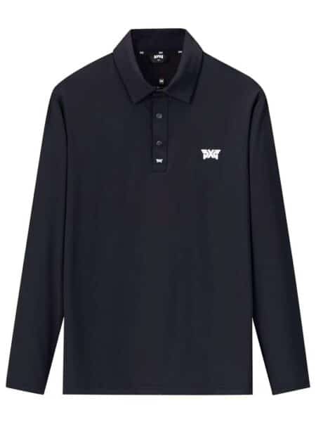 [PXG] 프리미엄 로고 자수 카라 넥 긴팔 피케 셔츠 (2 COLORS)