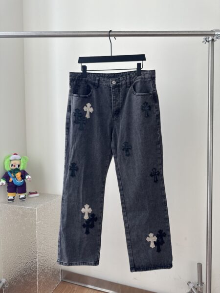 [크롬하츠] 크로스 패치 데님 팬츠