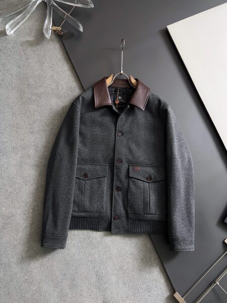 [로로피아나] 프리미엄 울 가죽 카라 다운 자켓 (2 COLORS)