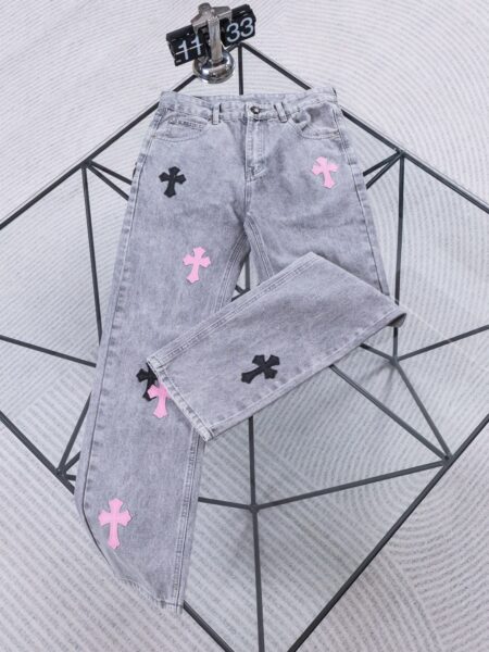 [크롬하츠] 크로스 패치 데님 팬츠
