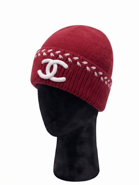 [샤넬] 스티치 포인트 더블 C 로고 울 니트 비니 모자 (3 COLORS)