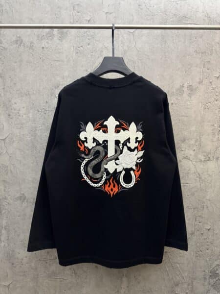 [크롬하츠] 스네이크 로즈 자수 롱슬리브 티셔츠 (2 COLORS)