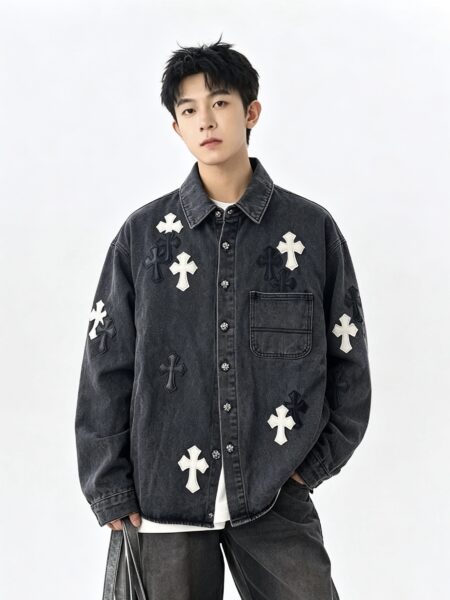 [크롬하츠] 크로스 패치 데님 자켓